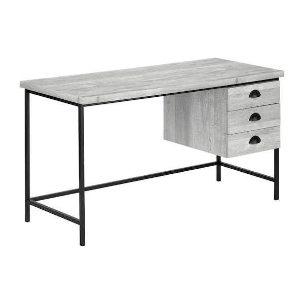 Computer Desk, Home Office, Laptop, Storage Drawers, 55"L, Work, Metal, Laminate, Grey, Black